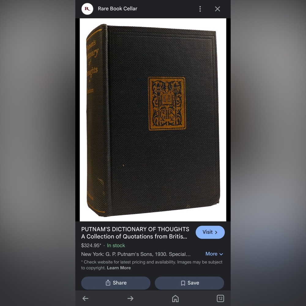1927 edition W. Gurney Benham
PUTNAM'S BBC DICTIONARY OF THOUGHTS